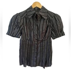 Bebe 2B Black & silver pinstripe button up office blouse. Barely worn.